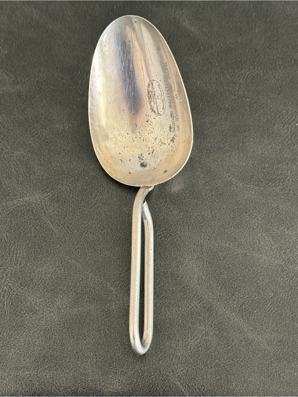 Vintage 30’s Metal Serving Scoop Spoon Silver Tone Good Housekeeping Institute